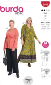 Burda 5864 Misses Dress & Tunic Size 18-28 Sewing Pattern