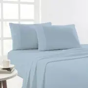 Park Avenue Cotton 175gsm Flannelette Bed Sheet w/ Pillowcase Set - Sky