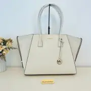 Michael Kors Purse MK Avril Extra-Large Leather and Suede Tote Bag LT Cream
