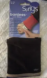 NEW Sprigs Banjees Pocket Wrist Wallet for Travel, Gym or Sports Black/Tan