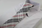 Mens White, Black & Red Plaid Striped Patterned 8Cm Neck Tie