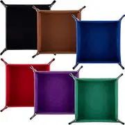 SIQUK 6 Pieces Dice Tray Velvet Folding Square Holder for Dice Games Like RPG, DND, and Other Table Games, 6 Colors