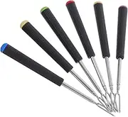 ABOOFAN Portable Fondue Forks 6 Pack Stainless Steel BBQ Skewers Multi-use Skewer Set for Fondue Cheese Roasting Camping