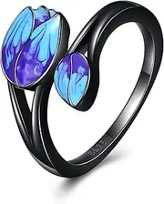 [CRMAD] Tulip Ring for Women Sterling Silver Tulip Gifts for Girls Friend (11), 11, Sterling Silver, Moonstone