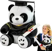 Graduation Plush Toy | Graduation Panda Bear with Black Cap | Class of 2025 Graduation Stuffed Panda Doll | Cute Bear Animal Grad Congrats or Present for Kindergarten Elementary High School College