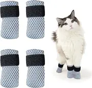 Cat Boots, Paw Covers Anti-Scratch Foot Covers for Cats - Adjustable Mesh Claw Protectors, Non-Slip and Breathable - Suitable for Family Pet Bathing and Nail Cutting (4 Pieces) (S)