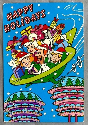 JETSONS CHRISTMAS Happy Holidays 1987 POSTCARD America's SPACE AGE FAMILY