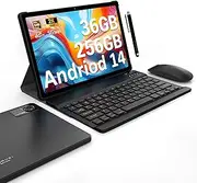 FASTWD Android 14 Tablet 11 Inch Tablet 4G LTE e 5G WiFi, 20GB RAM + 256GB ROM, 9580mAh, 2000 x 1200 incell FHD, Widevine L1, GPS/BT5/Tablet with Case+Keyboard+Mouse+Pen, Grey
