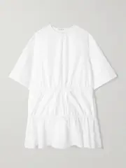 [Alaïa] Alaïa - Gathered Cotton-poplin Mini Dress - White - FR 42 FR 42 White