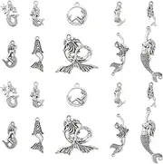 [Ornazy] 100pcs 10 Styles Tibetan Charms Antique Silver Charms Bead Charms for Jewellery Making Bracelets
