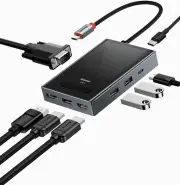 Baseus Docking Station Quadruple Display 8K@30Hz DisplayPort & 4k HDMI, VGA, USB