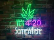 It's 4:20 Somewhere High Life Leaf 20"x16" Neon Sign Light Lamp Weeds Club Pub