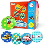 LithoConcepts Memory Card Game - 16 Pairs Transportation Theme Memory Matching Games for Kids and Up, Memory Matching Game for Toddlers Years,Non Toxic Preschool Educational Matching Game
