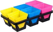 ibasenice Plastic Seedling Dish Bracket 6 Grids Planter Pot Garden Trays for Hydroponics Starter Trays for Sprouting Wheatgrass Herbs Vegetables Random Color