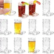 16Pcs Mini Cowboy Boot Shot Glasses, 1Oz Clear Boot Cups for Theme Parties, Bachelorette, Wedding and Birthday Decorations