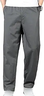 [Generic] Mens Cargo Pants with Pocket Elastic Waist Drawsting Sweatpants for Men Casual Long Trousers Relaxed Twill Jogger Pants, Green, Large