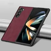 Leather Case for Samsung Z Fold3 Fold4 Fold5 Fold 3 4 5 ZFold5 ZFold4 ZFold3 5G Soft Silicone Shockproof,Wine Red,04,for Samsung Z Fold5