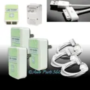 3X 4 USB PORT WALL ADAPTER+3FT CABLE POWER CHARGER WHITE FOR IPHONE 4S IPOD IPAD