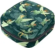 Period Bag,Sanitary Napkin Storage Bag,Angels Green Background Women,Tampon Holder for Purse