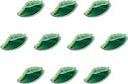 Set of 10 Green Glazed Paku Leaf Shaku 2 Plates [13.8 x 7.1 x 3.1 inches (35 x 18 x 8 cm)] | Deforming Plates (Extra Large) Setomonohonpo