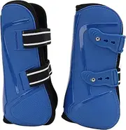 NDNCZDHC Horse Front Legs Support Boots PU&Neoprene Horse Front Legs Guard for Horse Training Jumping Protection Horse Legs with 2 Elastic Bands Blue