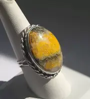 Large Bumble Bee Jasper Sterling Silver Ring ~ JILLIAN VO ~ USA MADE