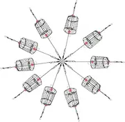 NULYLU 10 Pcs Stainless Steel Nesting Cage Fishing Lure Fishing Bait Outdoor Tackle Convenient Carp Feeder Fishing Trap Basket Bait Thrower Cage Portable Fishing Feeder Lure Holder Silver