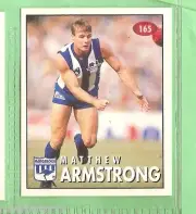 1996 AFL SELECT STICKER, #165 MATTHEW ARMSTRONG, NORTH MELBOURNE KANGAROOS