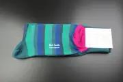 Paul Smith Men Designer Made in England blue stripe socks one size