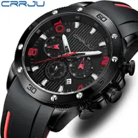 在飛比找蝦皮商城優惠-男士手錶 CRRJU 原裝品牌矽膠錶帶多功能夜光指針時尚休閒