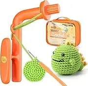 Crochet Kit for Beginner, Crochet Helper with Yarn for Beginners, Knitting Holder to Learn How to Crochet and Make Magic Rings - with Step-by-Step Video Tutorials, Dinosaur Crochet Kit