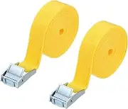 uxcell 1" x 13 ft Lashing Strap with Buckles, 2 Pcs Cam Buckle Tie Down Straps Adjustable Heavy Duty Secure Cinch Straps Up to 551 lbs for Cargo Kayak Bicycles, Yellow