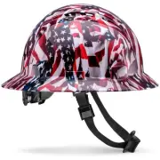 Updated Vented Full Brim Hard Hat, American Flag Gloss, Padded, OSHA Construc...