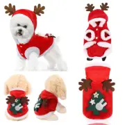 Puppy Elk Flannel Dress Hooded Plush Winter Clothes Pet Christmas Costume Cute G