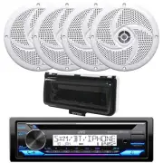 JVC KD-T92MBS Marine CD Receiver, 4x 5.25" 180W Boat Speakers, Cover (White)