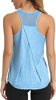 [Dawnrole] Women's Sports Tank Top Sleeveless Lightweight Fitness Top Yoga Tops, Blue, XL
