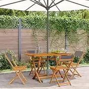 Folding Garden Chairs 4 pcs Anthracite Fabric and Solid Wood Patio Chair