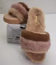 Aldo Serenity Slippers Faux Fur Slides Slip On Sandals Neapolitan Pink Women 8.5