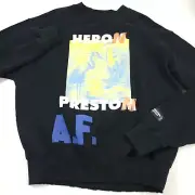 $565 Heron Preston Authorized Logo-Print Crewneck Sweatshirt in Black Mens Small