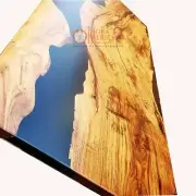 Black Resin Epoxy Cedar Acacia Wooden Dining Table Top Handmade Furniture Decors