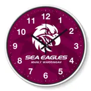 Manly Warringah Sea Eagles NRL 30cm Team Logo Wall Clock