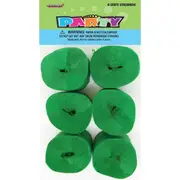 Green Crepe Streamers (Pack of 6)