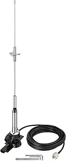 [Bingfu] Mobile Ham Radio High Gain Antenna Dual Band VHF UHF 136-174MHz 400-470MHz Anti-Rust Antennas with Lip Mount Fixed Bracket 16.4 ft Cable for Car Truck Amateur Two Way Radio Marine VHF Radio