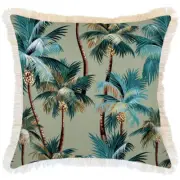 NNEDSZ Cushion Cover-Coastal Fringe-Palm Trees Sage-60cm x 60cm