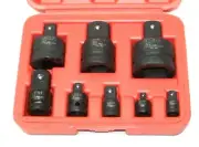 8 pcs Air Impact Reducer Adaptor Set CR-MO Air Impact Socket Adapter Heavy Duty