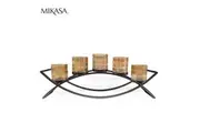 MIKASA Home Accents Double Arch 5 Glass Candle Holder Yellow Xmas Gift AU STOCK
