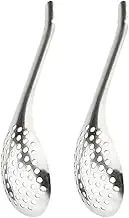 Spherification Spoon Stainless 2pcs Steel Metal Caviar Spoon Small Slotted Bar Spoon Egg Strainer Cuisine Strainer for Molecular Gastronomy Bar