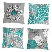 Pillow Covers 18x18 Set of 4 Turquoise and Grey 18" x 18" (Pack of 4) Teal
