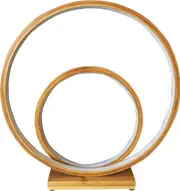 New Oriental Natural Bamboo Double Circle LED Table Lamp - 42.5cmH