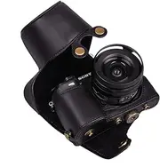 Hargedis XEVN for Sony a6400 case,for Sony a6300 case,Premium PU Full Body Leather Camera Case Bag for Sony Alpha a6300 a6000 a6100 a6400 Fit 16-50mm Lens with Camera Shoulder Strap(Black)